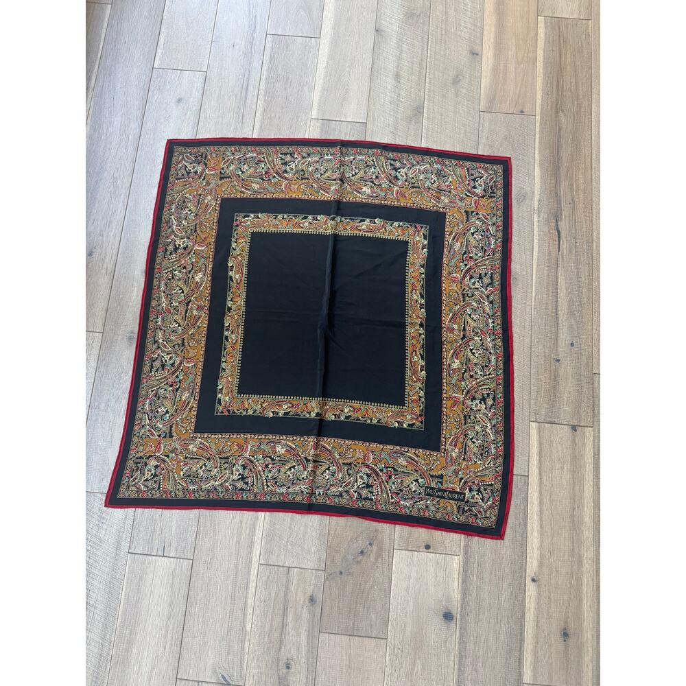 Yves Saint Laurent 80s Silk Paisley-Inspired Scarf